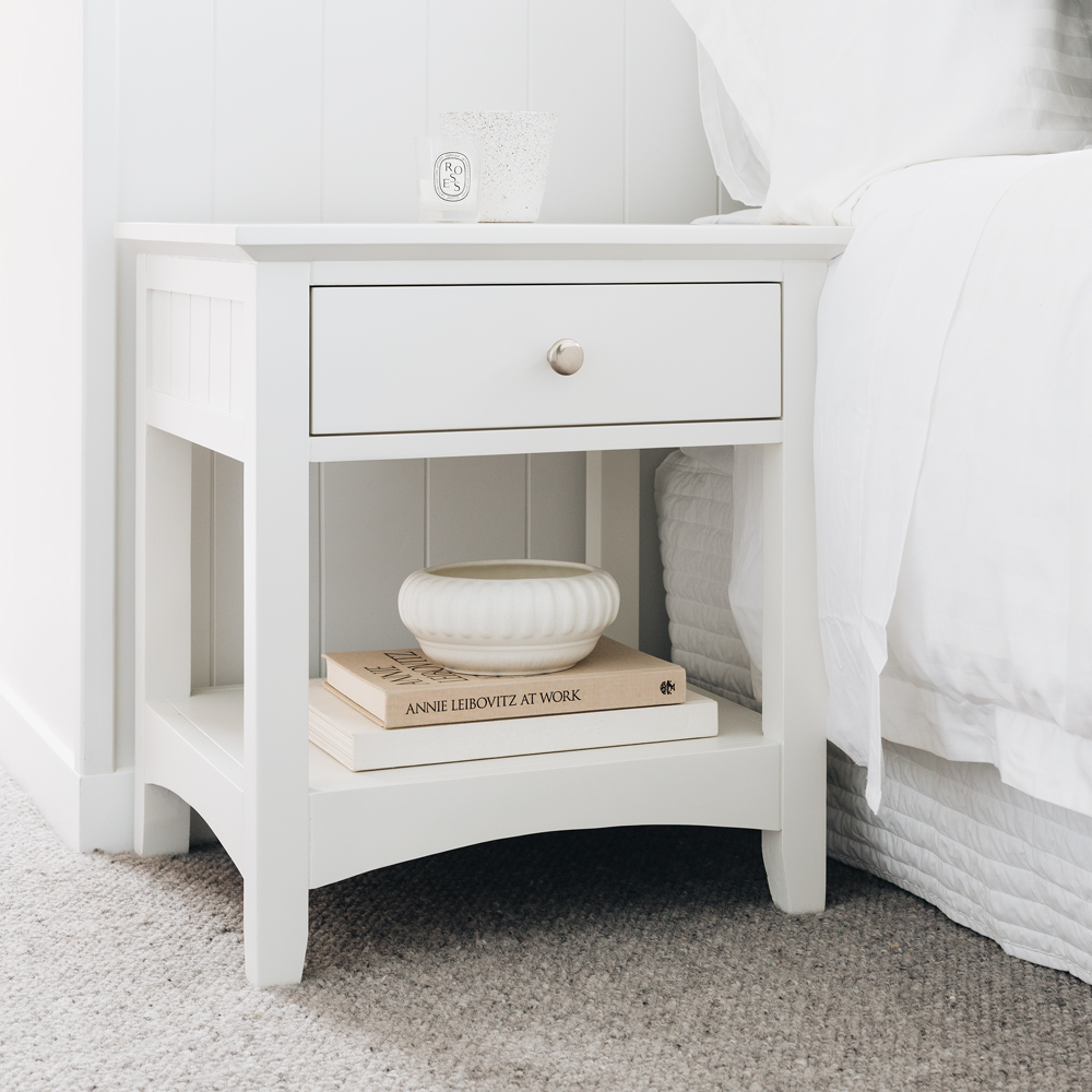 Jessica 1 Drawer Bedside - White