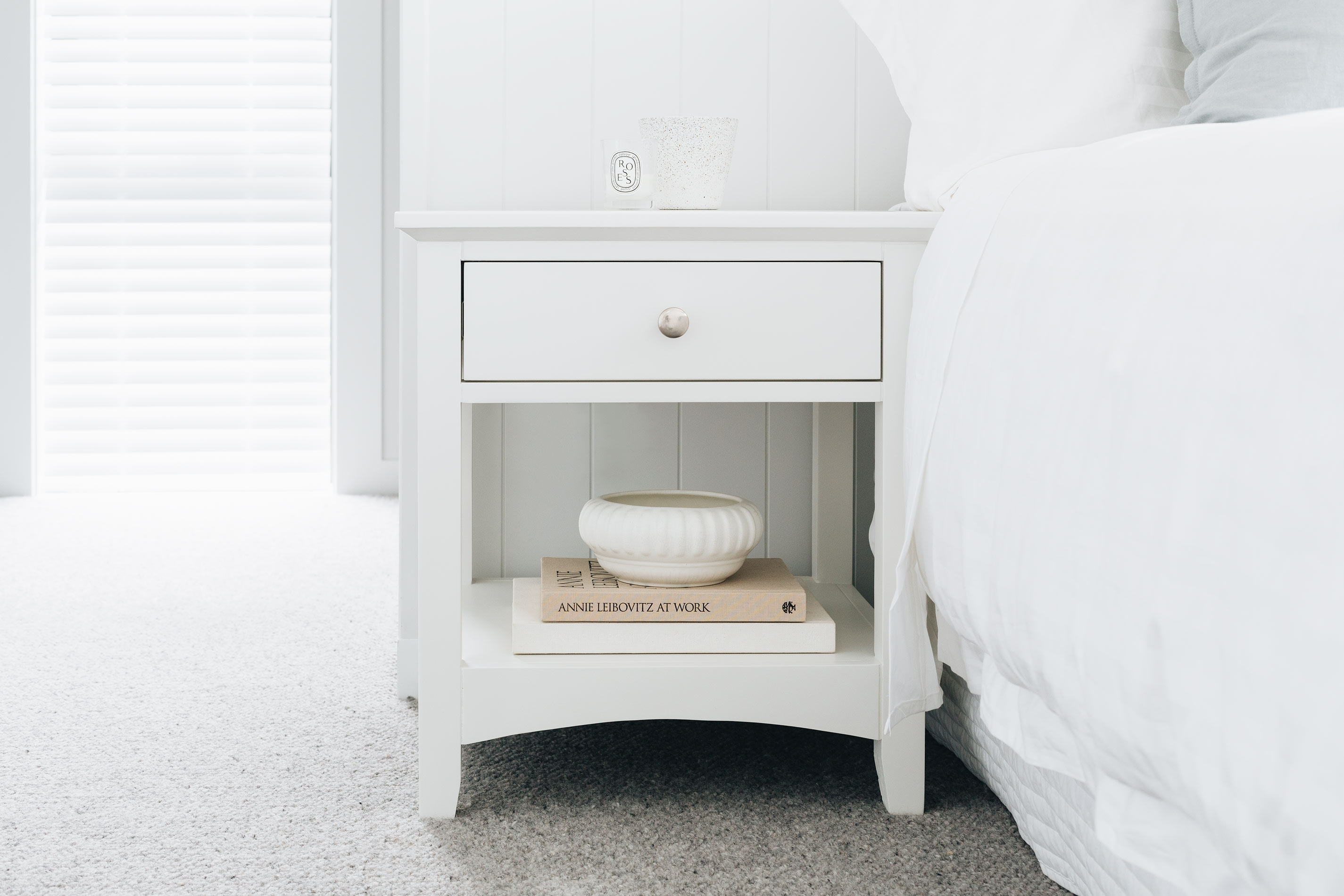 Jessica 1 Drawer Bedside - White