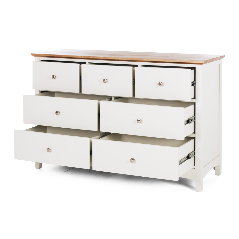 Jessica 3 over 4 Drawer Dresser - Oak Top