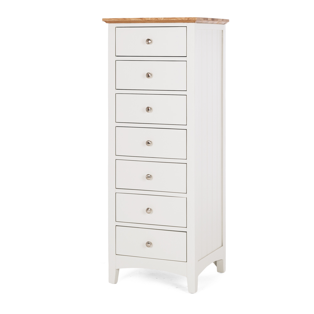 Jessica 7 Drawer Tallboy - Oak Top