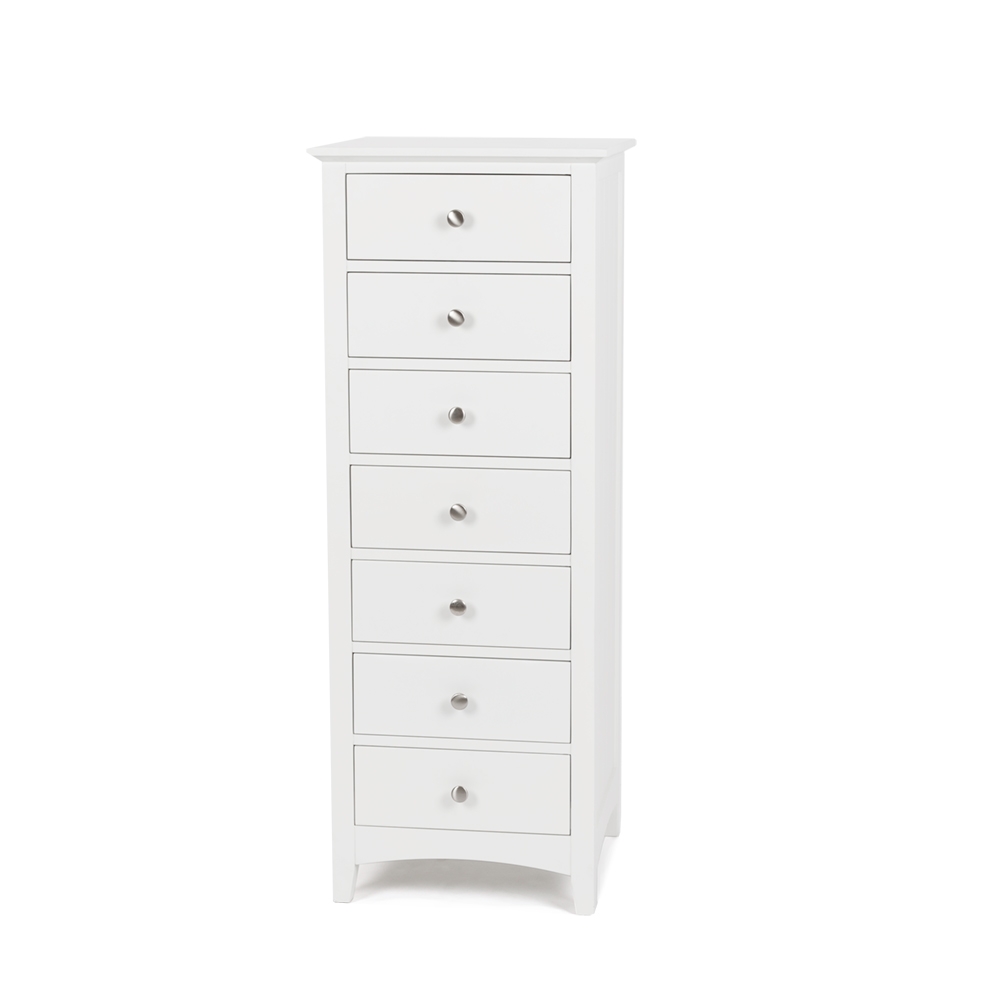 Jessica 7 Drawer Tallboy - White Top