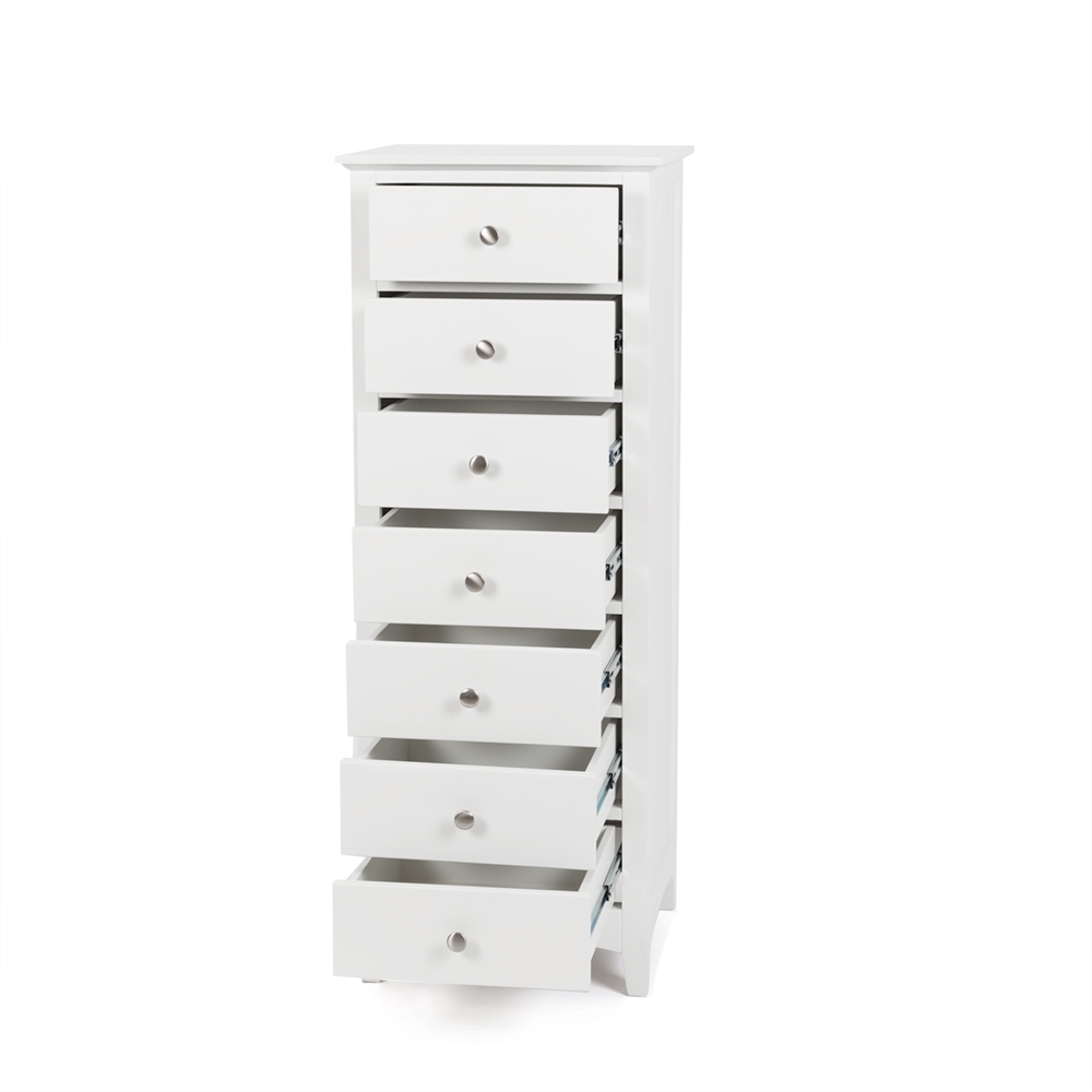 Jessica 7 Drawer Tallboy - White Top