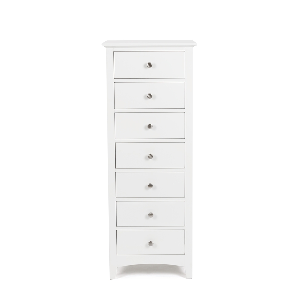 Jessica 7 Drawer Tallboy - White Top