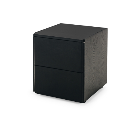 Cube Oak Bed Side Table - Black