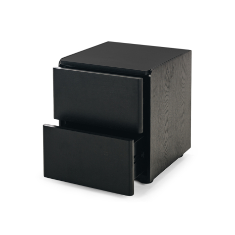 Cube Oak Bed Side Table - Black