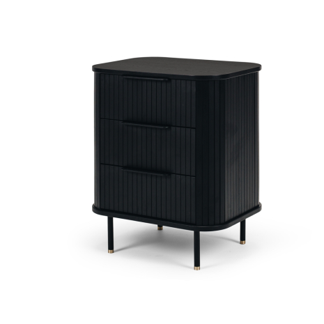 Anders 3 Drawer Bedside Table - Black