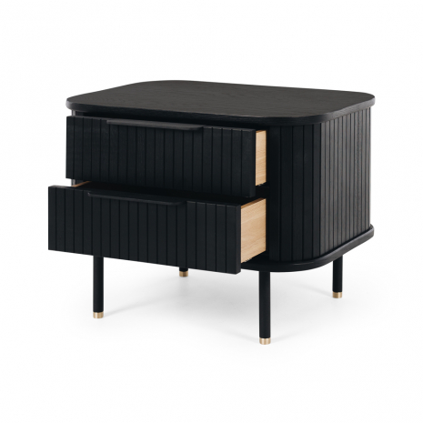 Anders 2 Drawer Bedside Table - Black