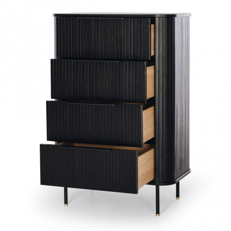 Anders 4 Drawer Tallboy - Black