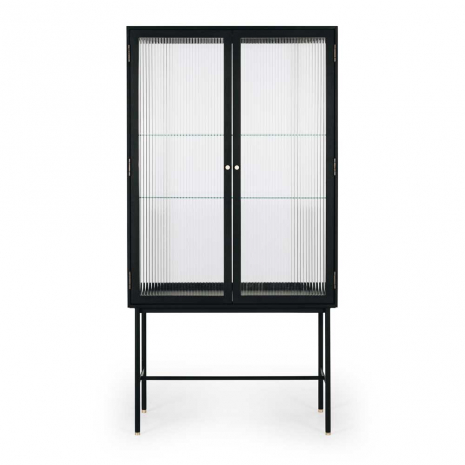 Kobe Fluted Glass Highboard - Black