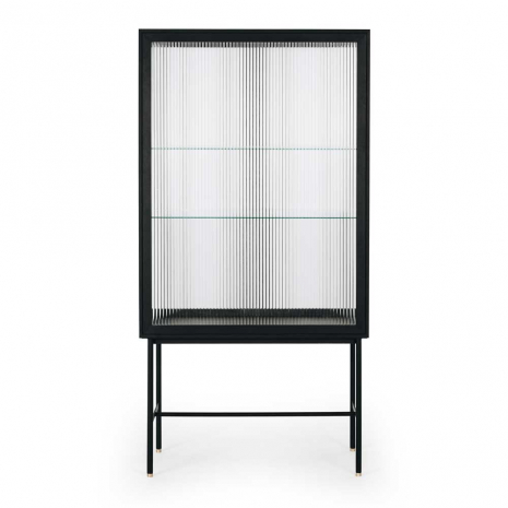 Kobe Fluted Glass Highboard - Black